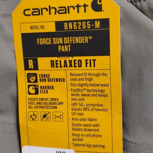 NWT Carhartt Force Sun Defender Pant Mens Size Medium Tall Relaxed Fit - Picture 10 of 10